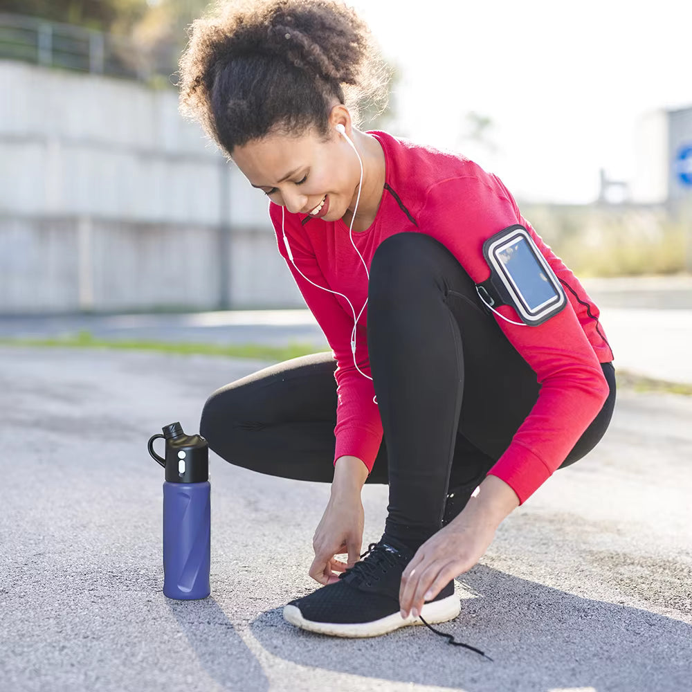 2-in-1 Spray & Drink Insulated Water Bottle 570ml | Cooling Mist Sports Bottle