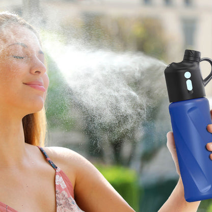 2-in-1 Spray & Drink Insulated Water Bottle 570ml | Cooling Mist Sports Bottle