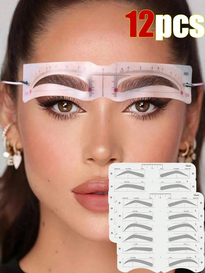 Reusable Eyebrow Stencil Kit with Ruler (6/12PCS)