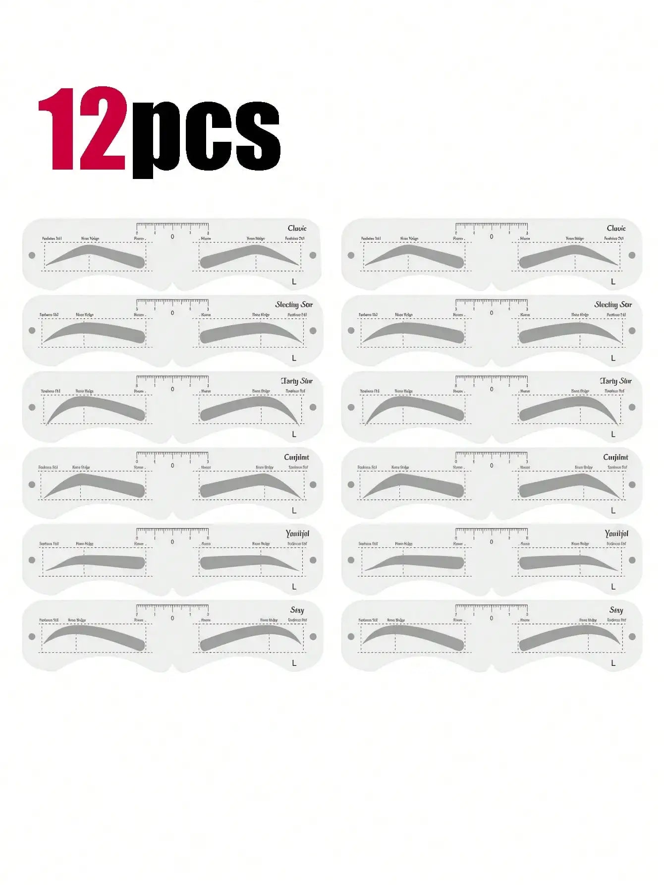 Reusable Eyebrow Stencil Kit with Ruler (6/12PCS)