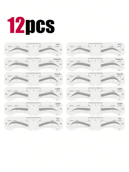 Reusable Eyebrow Stencil Kit with Ruler (6/12PCS)