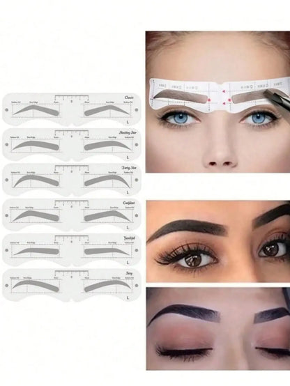 Reusable Eyebrow Stencil Kit with Ruler (6/12PCS)