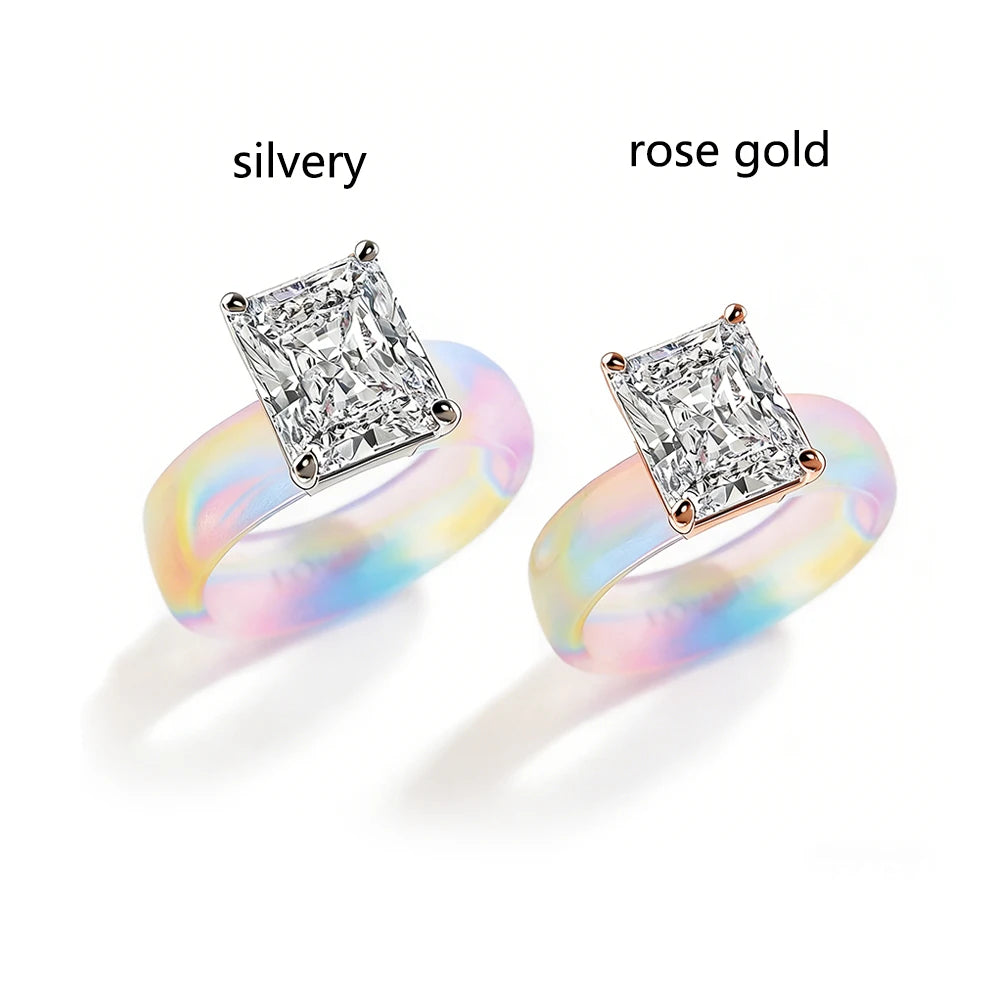 Colorful Silicone CZ Statement Ring