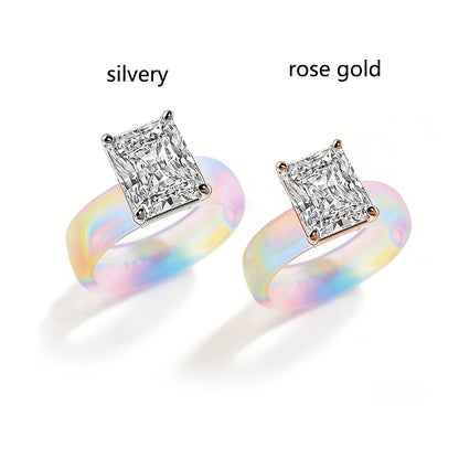 Colorful Silicone CZ Statement Ring