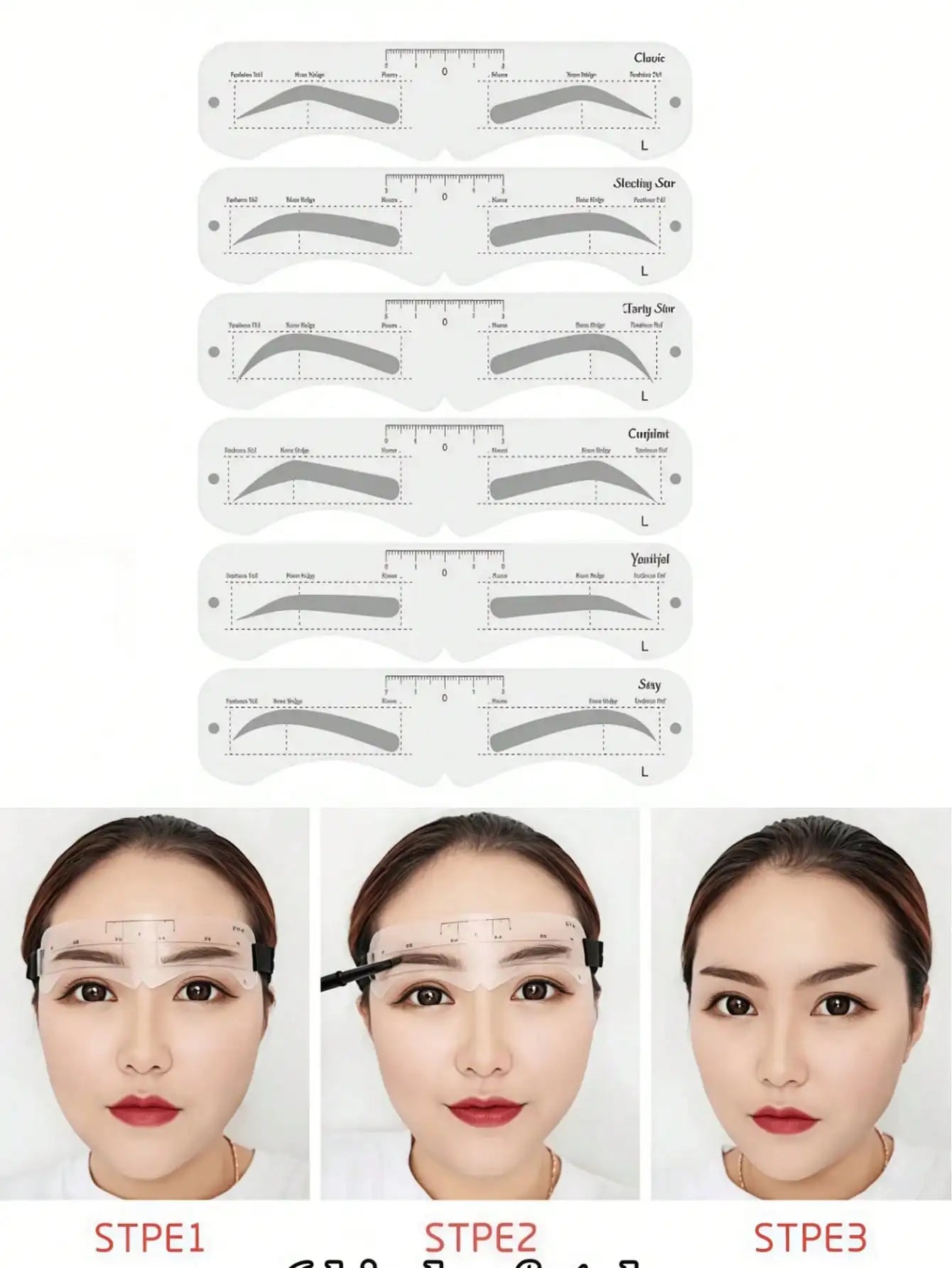 Reusable Eyebrow Stencil Kit with Ruler (6/12PCS)