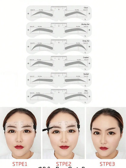 Reusable Eyebrow Stencil Kit with Ruler (6/12PCS)