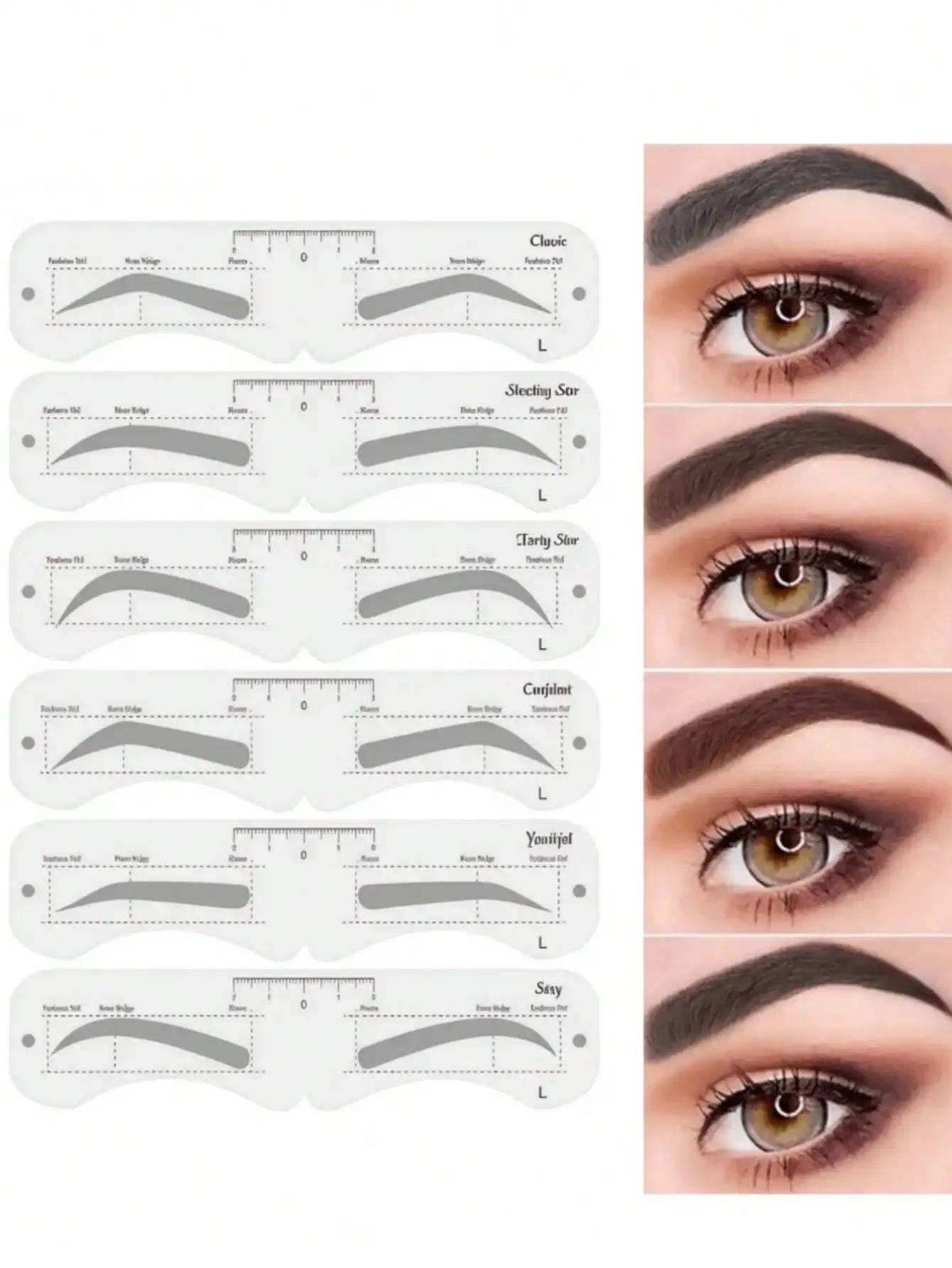 Reusable Eyebrow Stencil Kit with Ruler (6/12PCS)