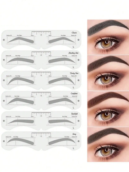 Reusable Eyebrow Stencil Kit with Ruler (6/12PCS)