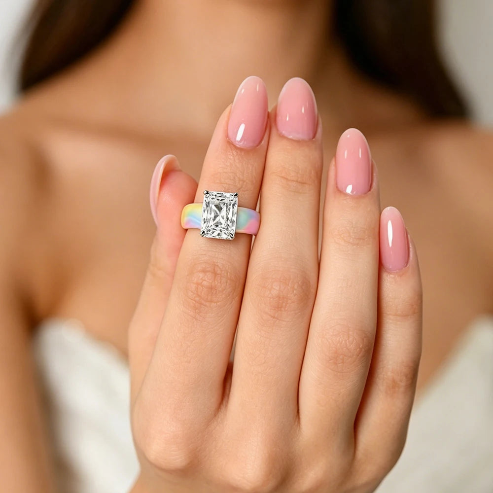 Colorful Silicone CZ Statement Ring