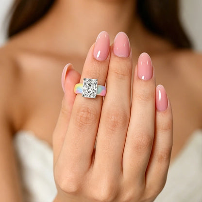 Colorful Silicone CZ Statement Ring