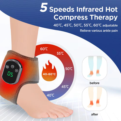Electric Heated Ankle Massager with Vibration & Compression Support
